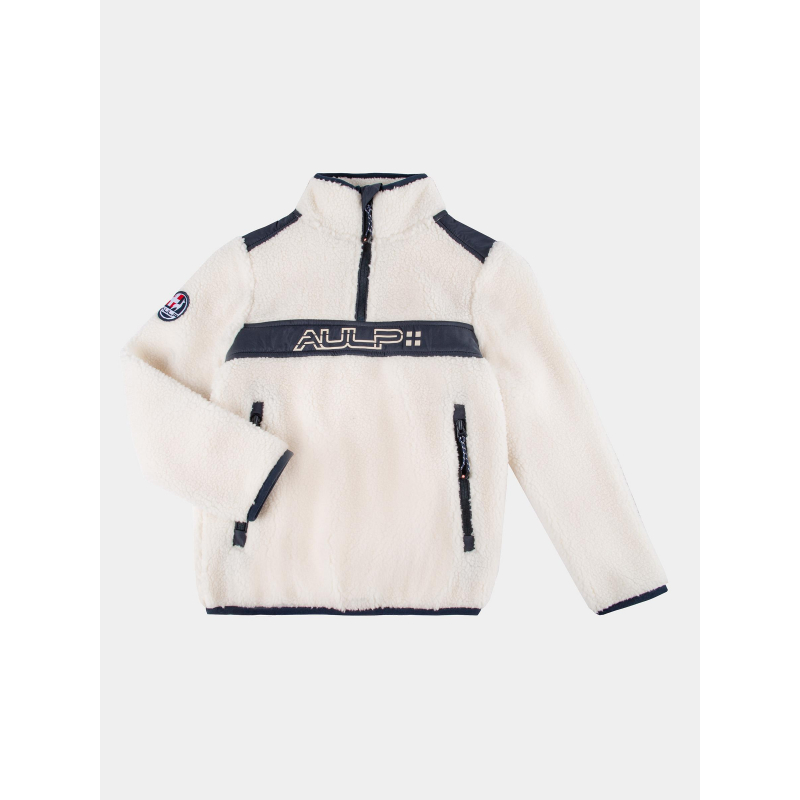 Sweat col zippé sherpa blanc enfant - Aulp