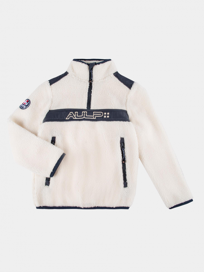 Sweat col zippé sherpa blanc enfant - Aulp