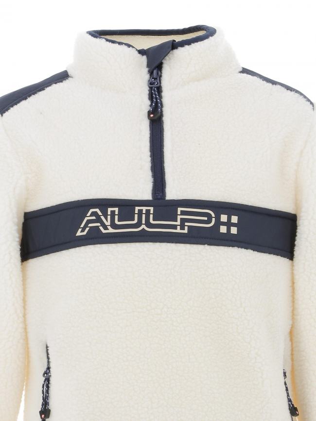 Sweat col zippé sherpa blanc enfant - Aulp