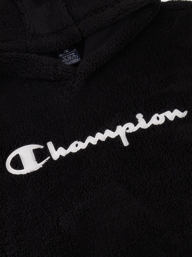 Sweat à capuche peluche noir homme - Champion