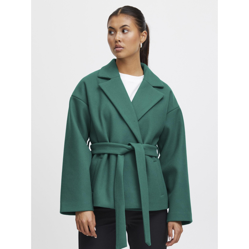 Ichi Ihstipa Manteau Ichi Manteau Court Jannet Vert Femme Ichi