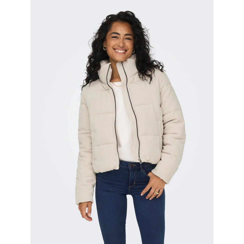 Doudoune courte côtelé dolly corduroy beige femme - Only