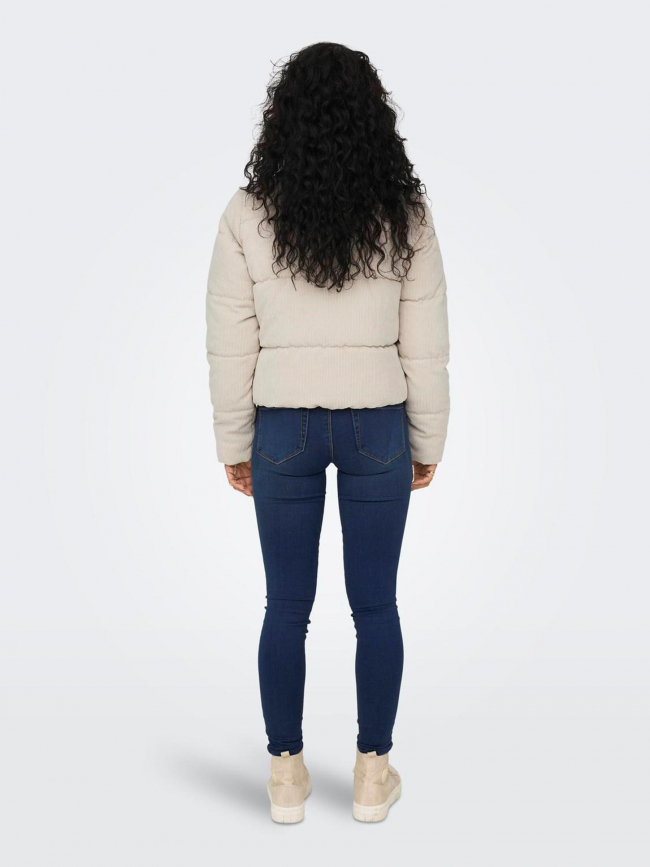Doudoune courte côtelé dolly corduroy beige femme - Only