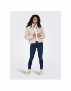 Doudoune courte côtelé dolly corduroy beige femme - Only