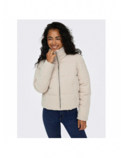 Doudoune courte côtelé dolly corduroy beige femme - Only