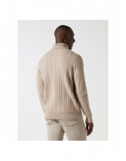 Pull col roulé torsade bepis beige homme - Izac