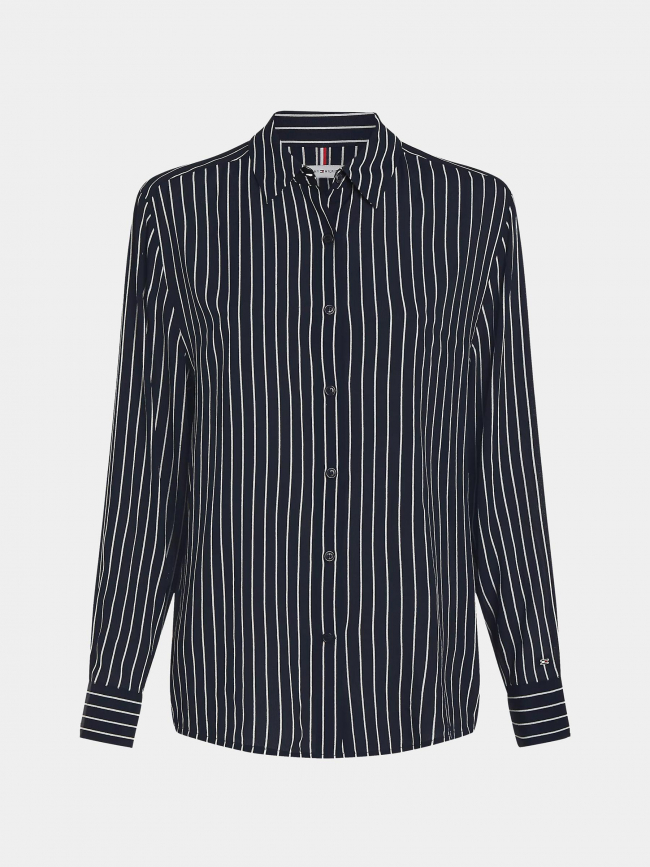 Chemisier à rayures fluide bleu marine femme - Tommy Hilfiger