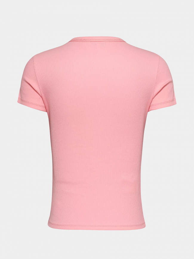 T-shirt slim côtelé essential logo rose femme - Tomme Jeans