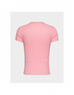 T-shirt slim côtelé essential logo rose femme - Tomme Jeans