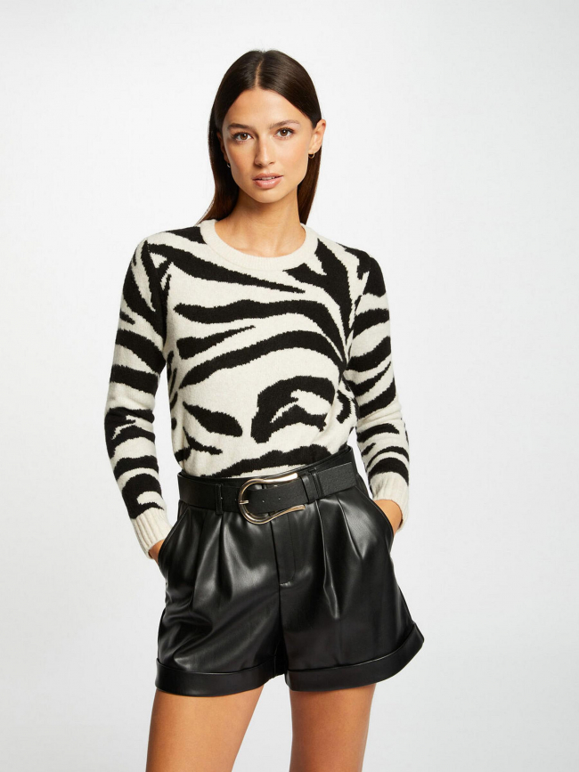 Pull zebré beige noir femme - Morgan
