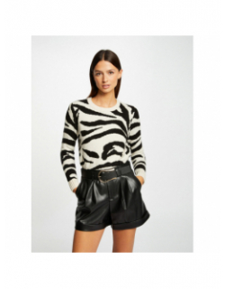 Pull zebré beige noir femme - Morgan