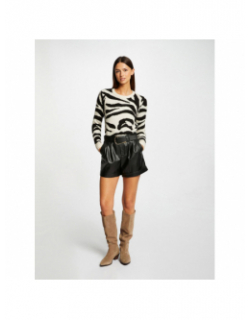 Pull zebré beige noir femme - Morgan
