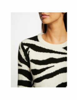 Pull zebré beige noir femme - Morgan