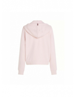 Sweat zippé à capuche court logo rose femme - Tommy Hilfiger