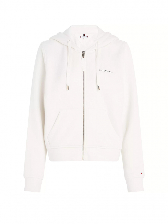 Sweat zippé à capuche court logo blanc femme - Tommy Hilfiger