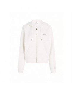 Sweat zippé à capuche court logo blanc femme - Tommy Hilfiger