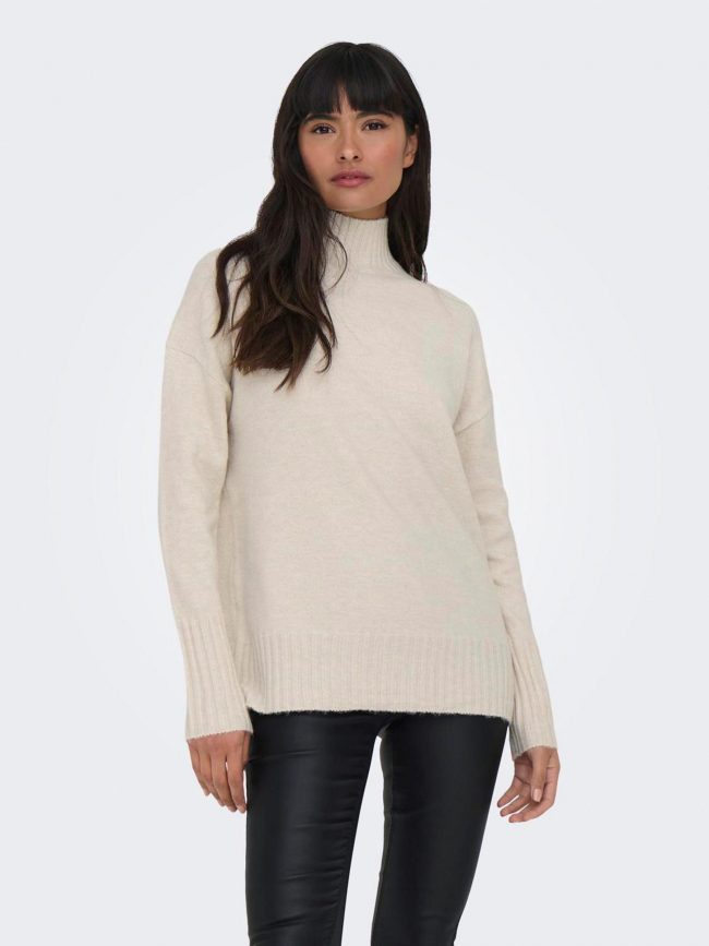 Pull col montant gabriel beige femme - Only