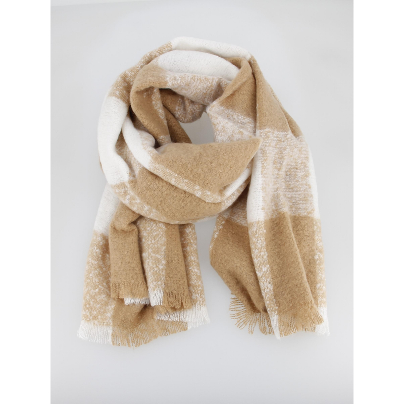 Écharpe à carreaux claudette beige femme - Deeluxe