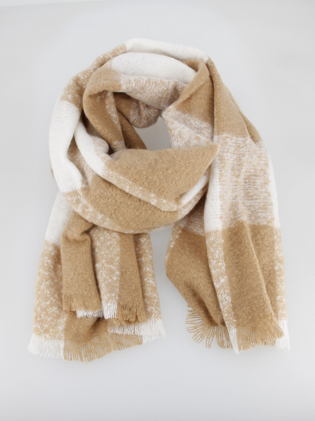 Écharpe à carreaux claudette beige femme - Deeluxe