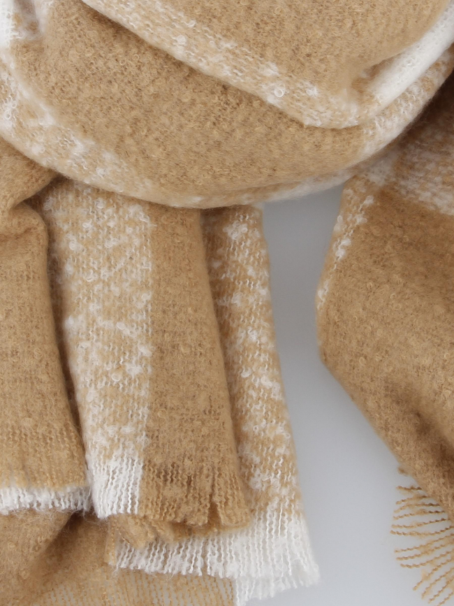 Écharpe à carreaux claudette beige femme - Deeluxe