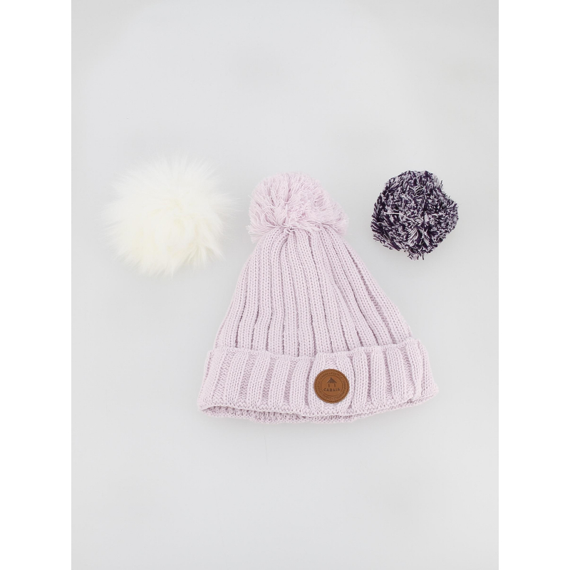 Bonnet polaire à pompons kir royal lila rose - Cabaïa