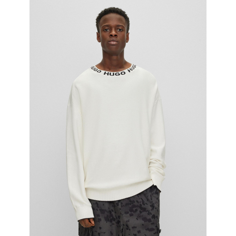 Pull col logo smarlo blanc homme - Hugo