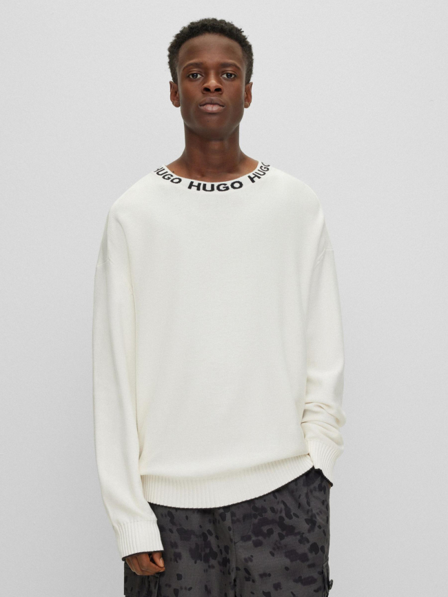 Pull col logo smarlo blanc homme - Hugo