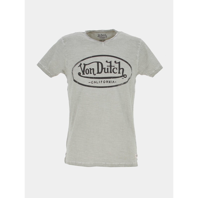 T-shirt col v logo chiné vert clair homme - Von Dutch