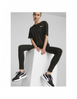 T-shirt minimal logo gold noir femme - Puma