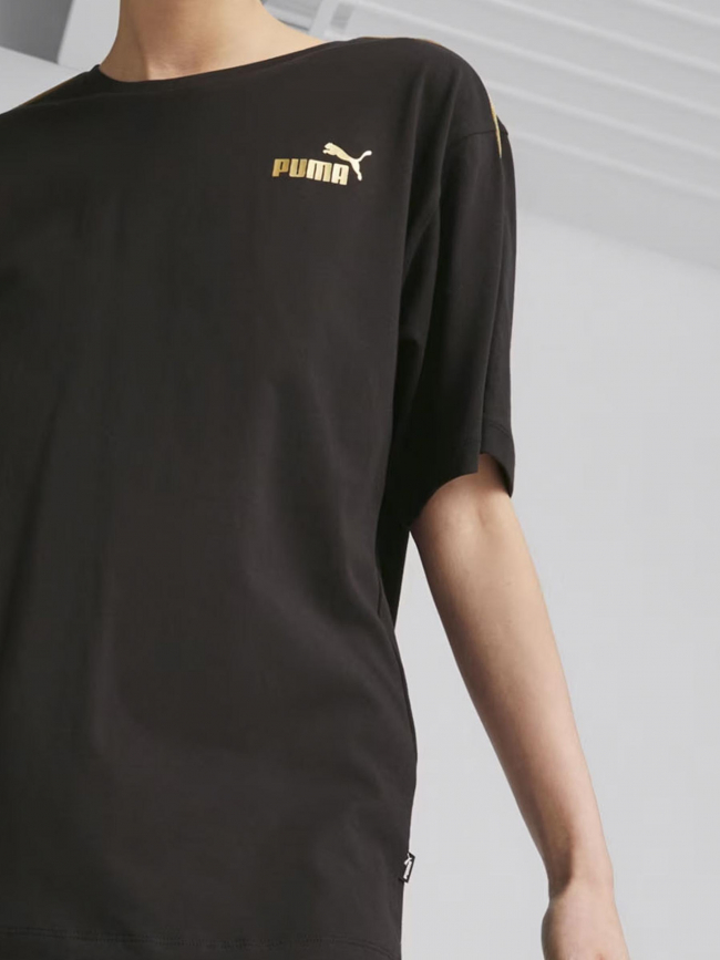 T-shirt minimal logo gold noir femme - Puma