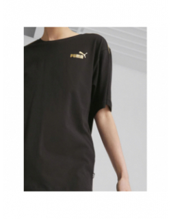 T-shirt minimal logo gold noir femme - Puma