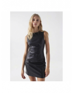 Robe courte droite en simili cuir noir femme - Salsa