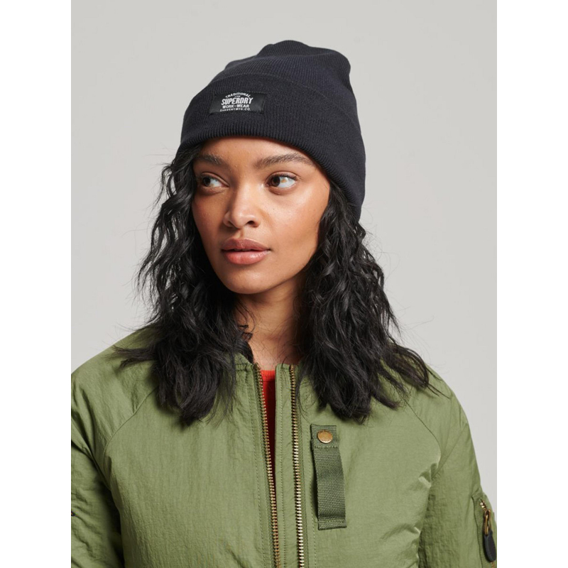 Bonnet classic knitted noir femme Superdry
