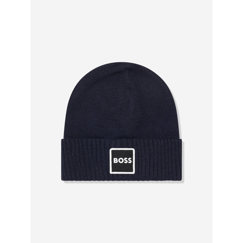 Bonnet uni logo cargo bleu enfant - Boss