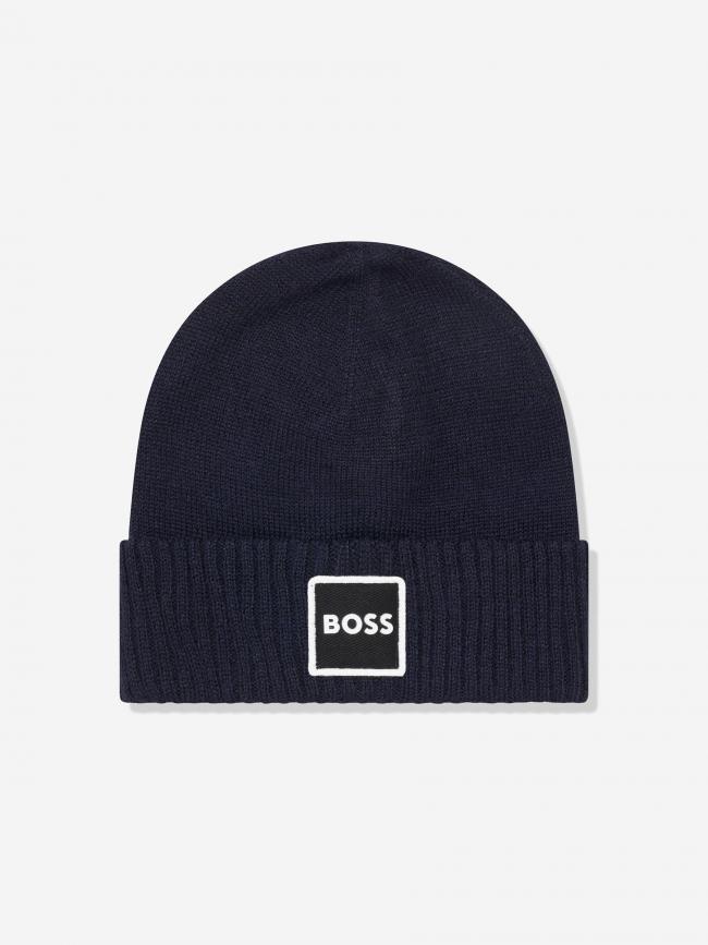 Bonnet uni logo cargo bleu enfant - Boss