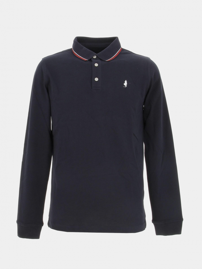 Polo manche longue uni bleu marine homme - MCS