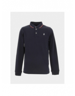 Polo manche longue uni bleu marine homme - MCS