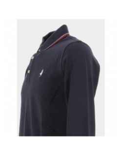 Polo manche longue uni bleu marine homme - MCS