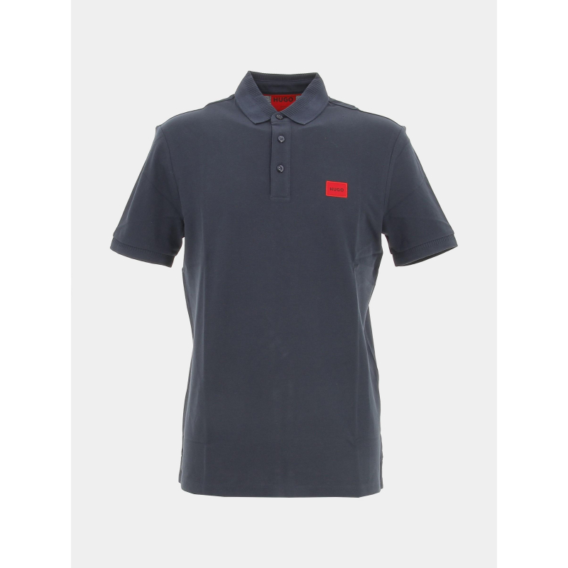 Polo uni logo rouge dereso bleu marine homme - Hugo