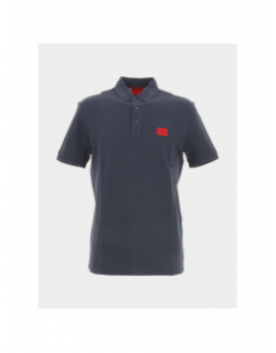 Polo uni logo rouge dereso bleu marine homme - Hugo