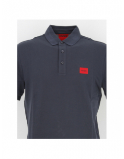Polo uni logo rouge dereso bleu marine homme - Hugo