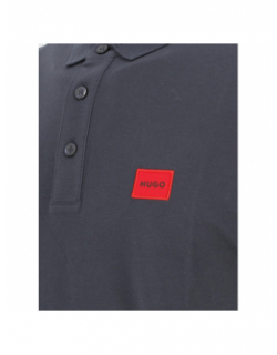 Polo uni logo rouge dereso bleu marine homme - Hugo