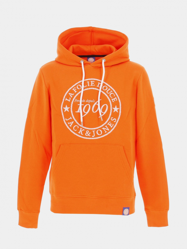 Sweat à capuche folie douce orange homme - Jack & Jones