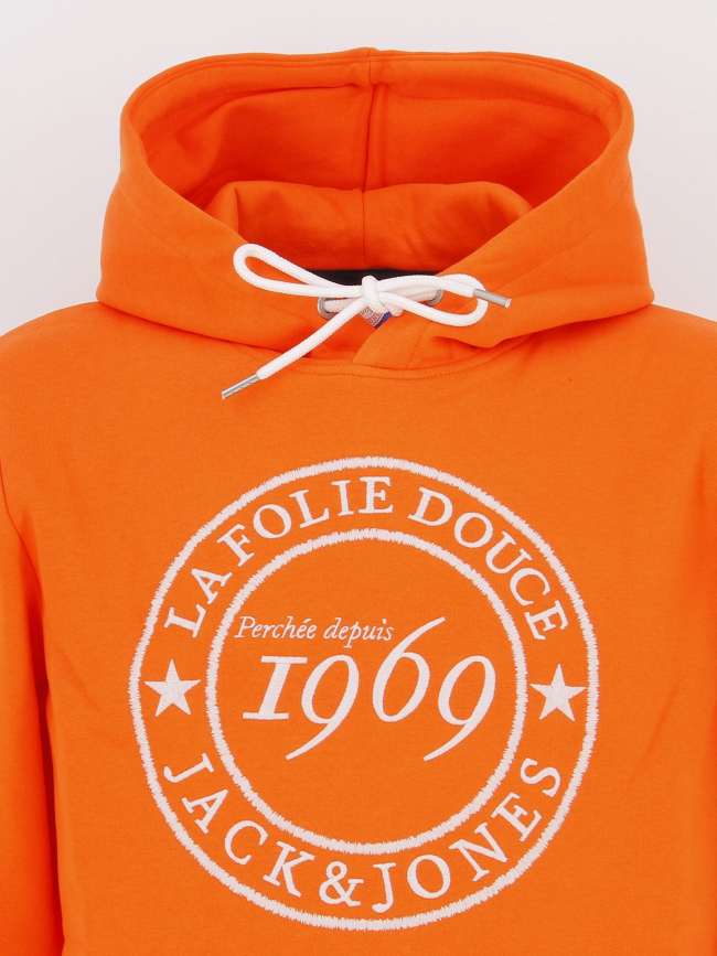 Sweat à capuche folie douce orange homme - Jack & Jones