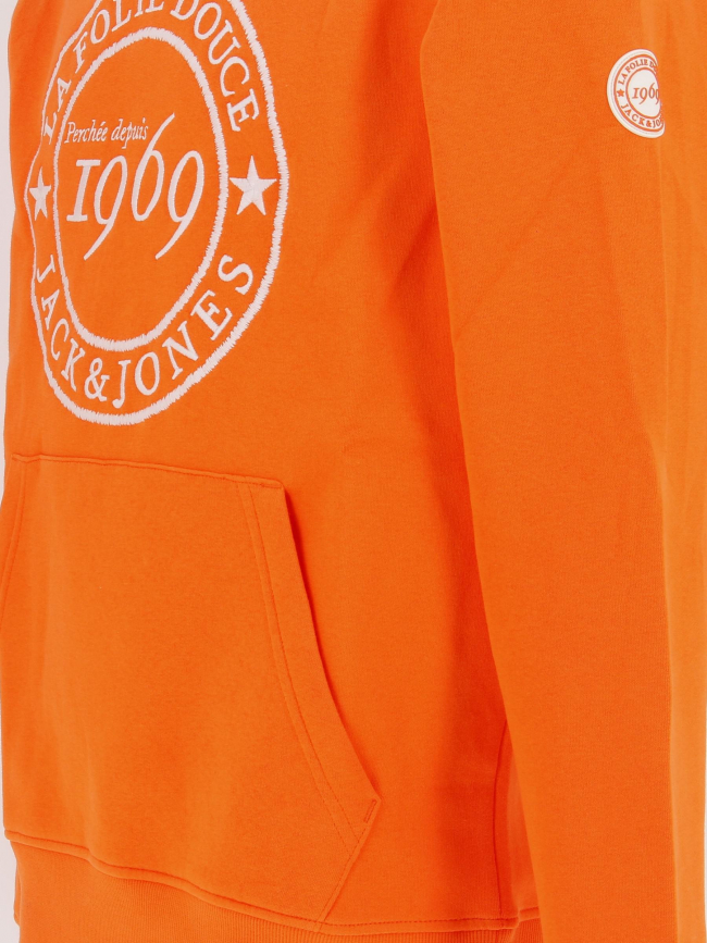 Sweat à capuche folie douce orange homme - Jack & Jones