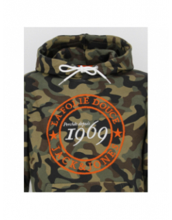 Sweat à capuche folie douce camo kaki homme - Jack & Jones