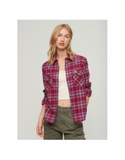 Chemise à carreaux lumberjack rose rouge femme - Superdry