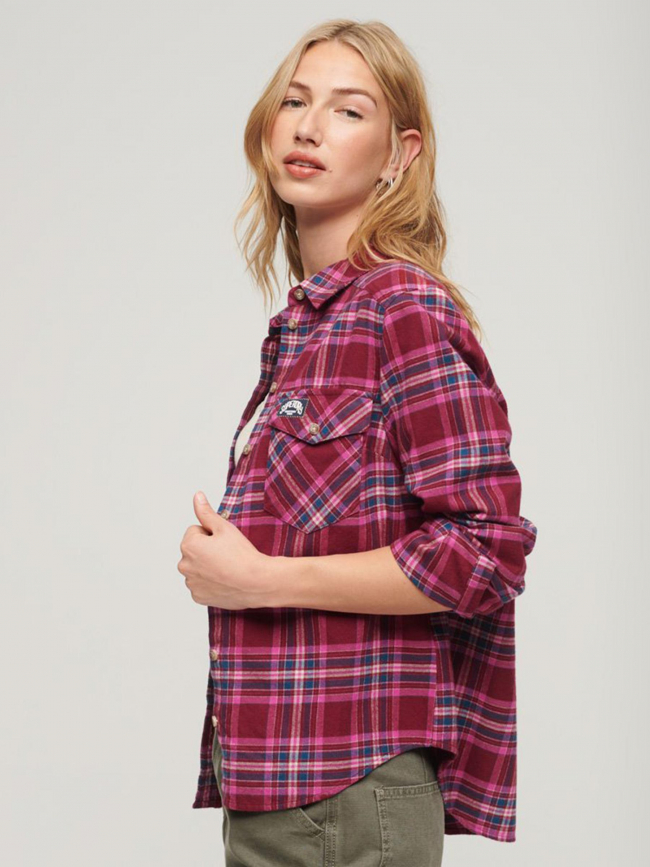 Chemise à carreaux lumberjack rose rouge femme - Superdry