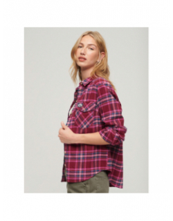 Chemise à carreaux lumberjack rose rouge femme - Superdry