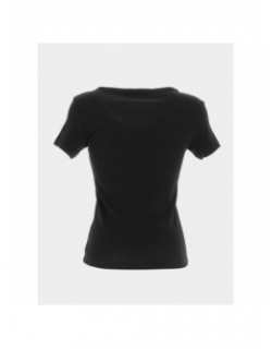 T-shirt slim col v côtelé essential noir femme - Tommy Jeans